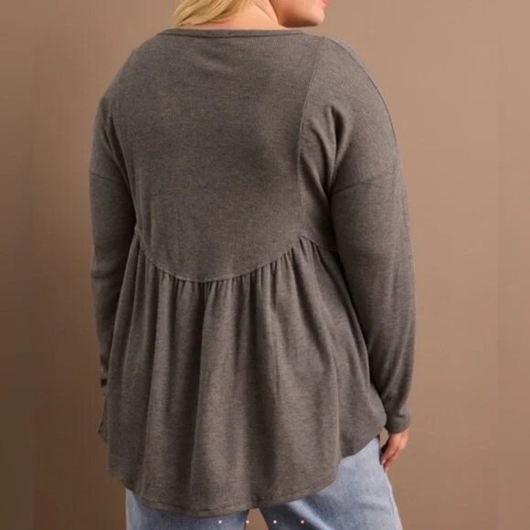 Arula Waffle Knit Babydoll Top - Picture 6 of 6